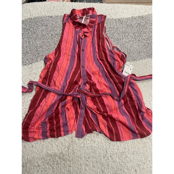 NWT Free People Sleeveless Blouse Womens Size Small Mackenzie Wrap Button-Up Top - Picture 9 of 16